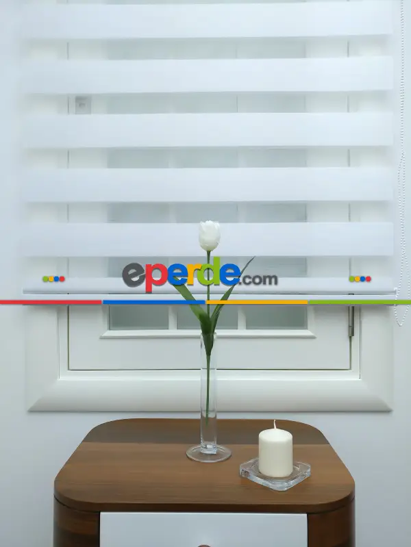 Zebra Perde-tual Beyaz Renk Düz Zebra Perde- Beyaz