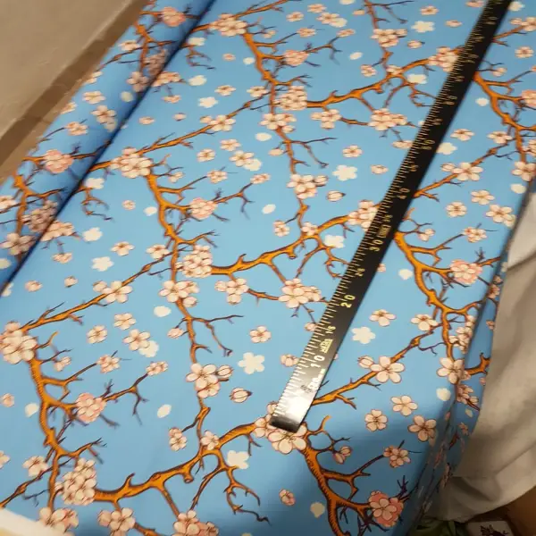 Çiçek Desenli Fon Perde Evm389 - Kumaşı Kalındır Duck Bezi Değildir.- Turkuaz-Kahve