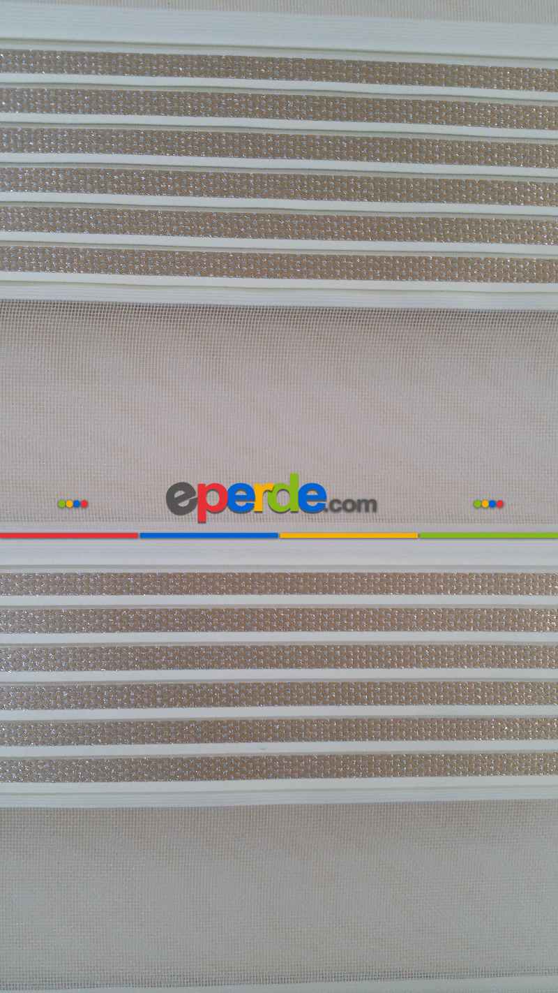 Oturma Odası - Sütlü Kahve Gümüş Simli Plise Zebra Perde