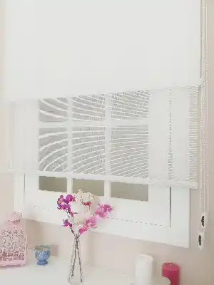 Çift Sistem Tül Stor Perde Clısson Series 1641- Beyaz İnce Çizgili Kare Sanal
