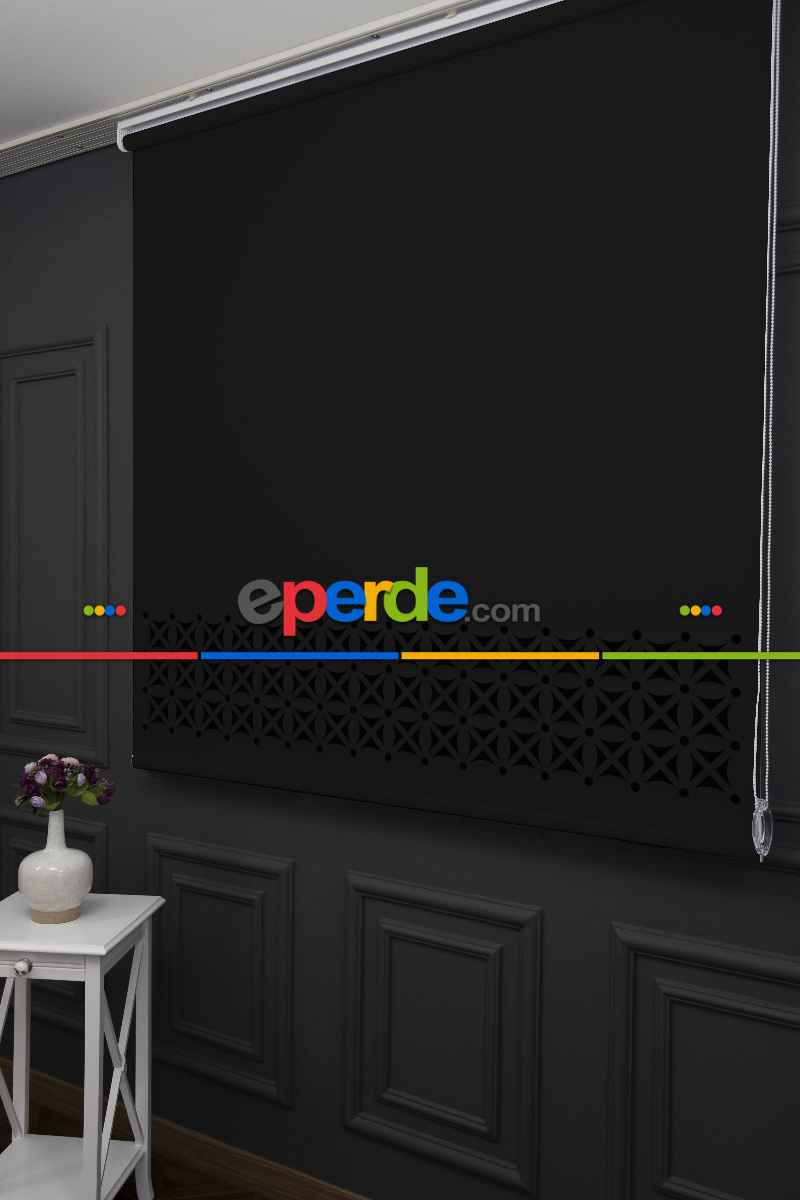 Siyah Renk Lazer Kesim Mat Stor Perde (ister Düz - İster Lazer Kesimli Satın Alın)