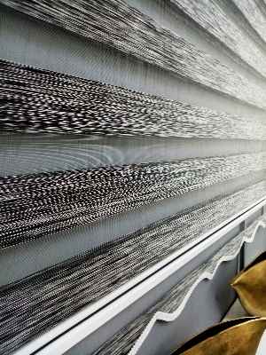 Oturma Odası - Bambu Zebra 2021 Sezonu Siyah-gri Kırçıllı A Kalite Bambu Zebra Perde- Siyah