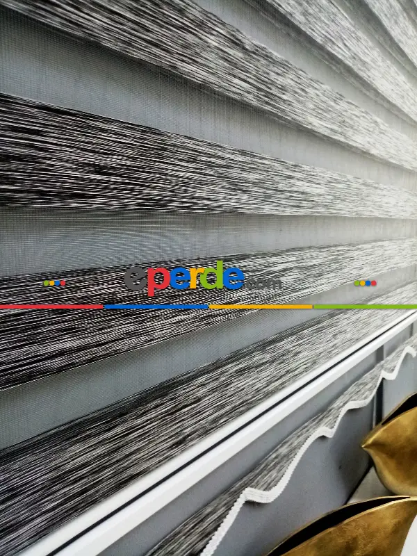 Bambu Zebra 2021 Sezonu Siyah-gri Kırçıllı A Kalite Bambu Zebra Perde- Siyah