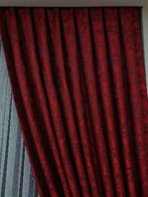 Patine Desenli Kırmızı Bordo Renk Jakar Desenli Fon Perde - Bordo