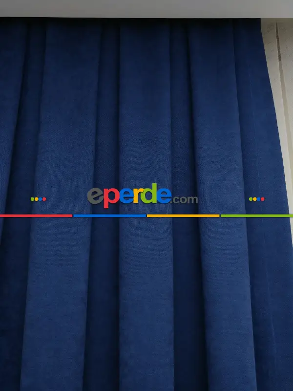 Lacivert Düz Fon Perde - Lacivert