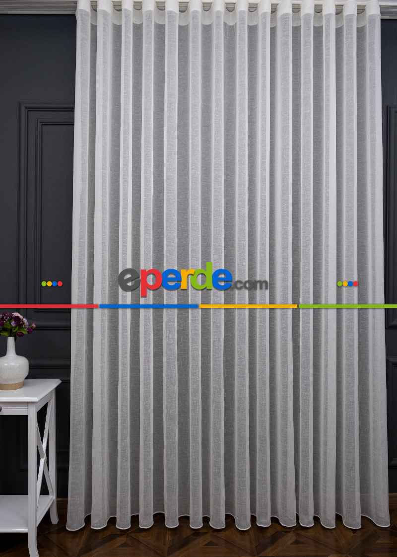 Keten Tül Ütü İstemez Dökümlü Tül - İtinalı Dikiş - S Pile