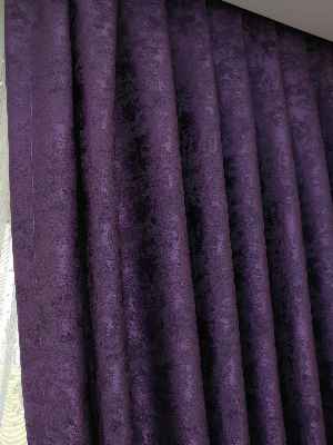 Patinedesenli Mor - Katyonik Jakar Fon Perde- Mor