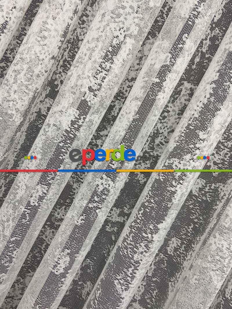 Mutfak - Salon Yatak Odası Fransız Dantel 2021 Tül Perde- Ekru