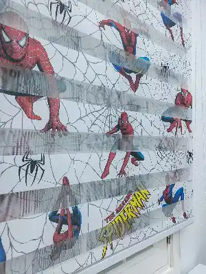 Zebra Perde- Dijital Spıderman Örümcek Adam Baskılı Zebra Perde- Mavi-kırmızı-sarı