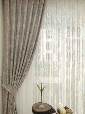 Mürdüm Krem- Düz Jakar Fon Perde (180)- Krem-mürdüm