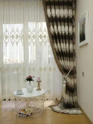 Renk Geçişli Jakar Desenli Salon Fon Perdesi -kahve Venge -sütlü Kahve - Bej ( Kendinden Saçaklı)- Bej-kahve Venge-sütlü Kahve