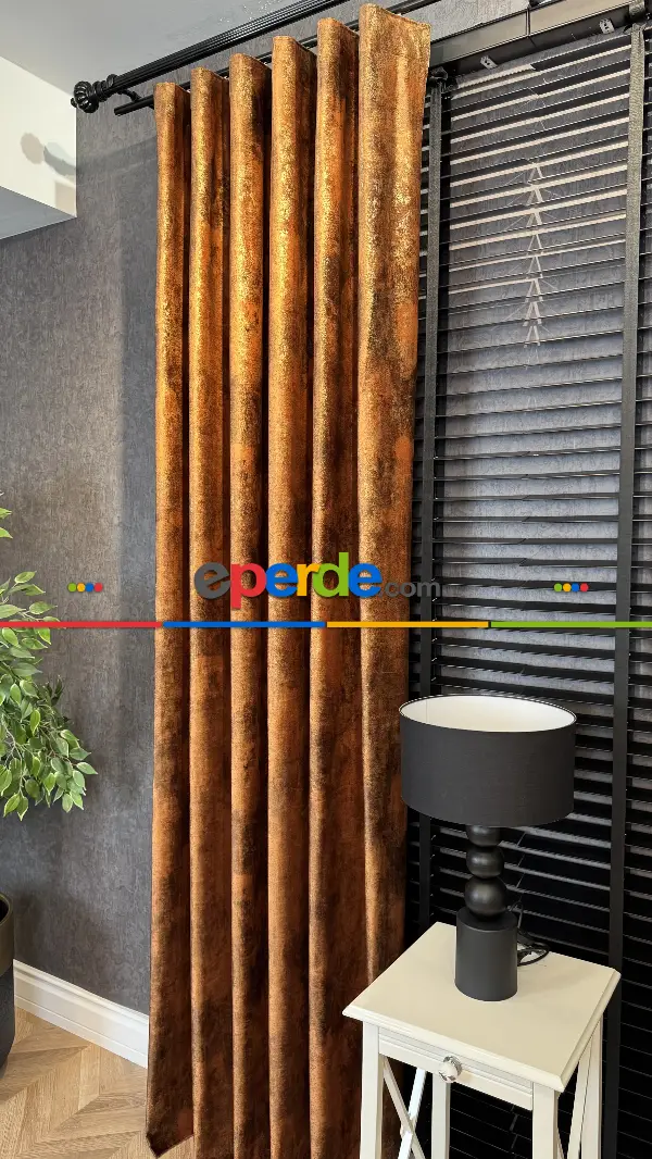 Premium İthal Kadife Altın Detaylı Fon Perde