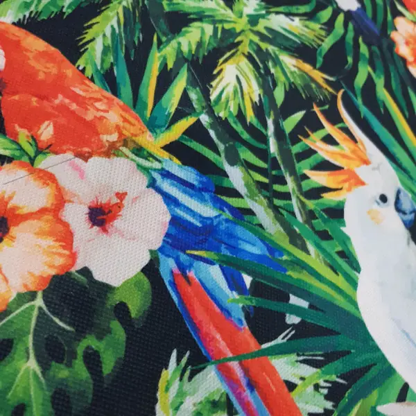 Tropikal Desenli Fon Perde K498 T - Kumaşı Kalındır Duck Bezi Değildir.- Yeşil-Çok Renkli