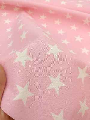 Pembe-beyaz Yıldız Desenli Fon Perde ( Leke Tutmaz )- Pembe Açık