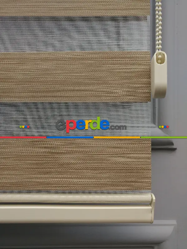 Salon Zebra Perde - 2021 Sezonu - Karartma Zebra Perde - Blackout Zebra Perde-ışık Geçirmez Zebra Perde- Kahve