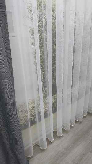 Düz Dökümlü Tül Perde - Ekru- Ekru