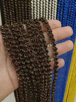 Bukle Serisi Kahve Altın Simli İp Perde- Altın Simli-kahve