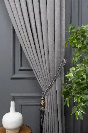 Gri - Düz Fon Perde ( En 150cm Dökümlü Fon Perde)- Gri
