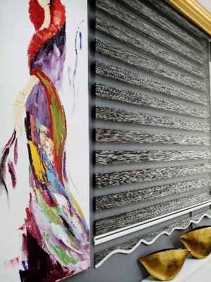 Oturma Odası - Bambu Zebra 2021 Sezonu Siyah-gri Kırçıllı A Kalite Bambu Zebra Perde- Siyah