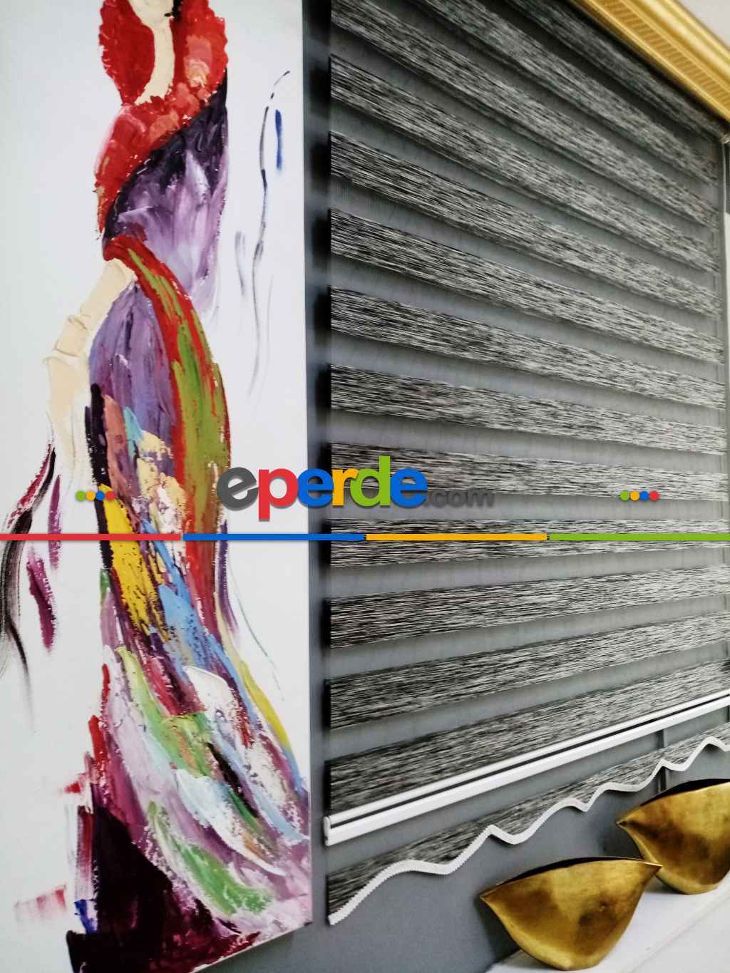 Oturma Odası - Bambu Zebra 2021 Sezonu Siyah-gri Kırçıllı A Kalite Bambu Zebra Perde- Siyah