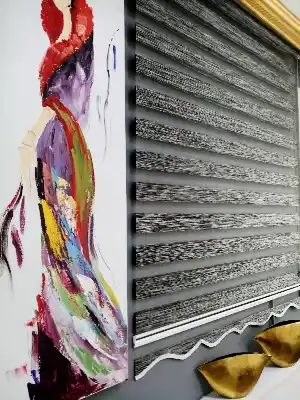 Oturma Odası - Bambu Zebra 2021 Sezonu Siyah-gri Kırçıllı A Kalite Bambu Zebra Perde- Siyah