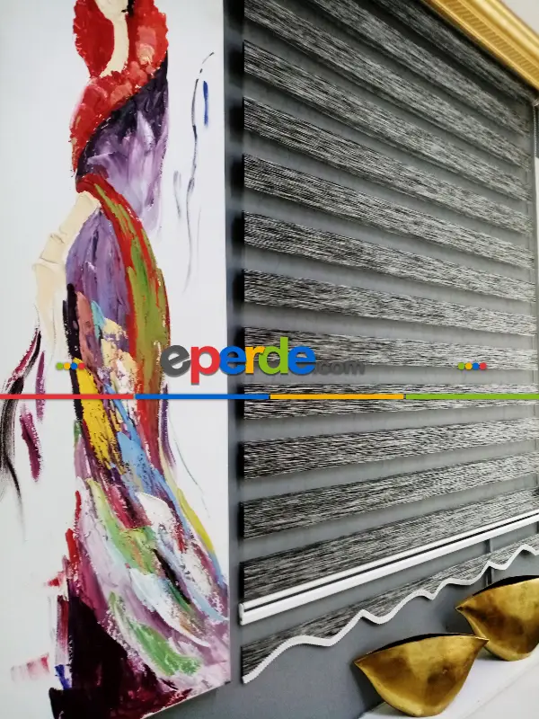 Bambu Zebra 2021 Sezonu Siyah-gri Kırçıllı A Kalite Bambu Zebra Perde- Siyah