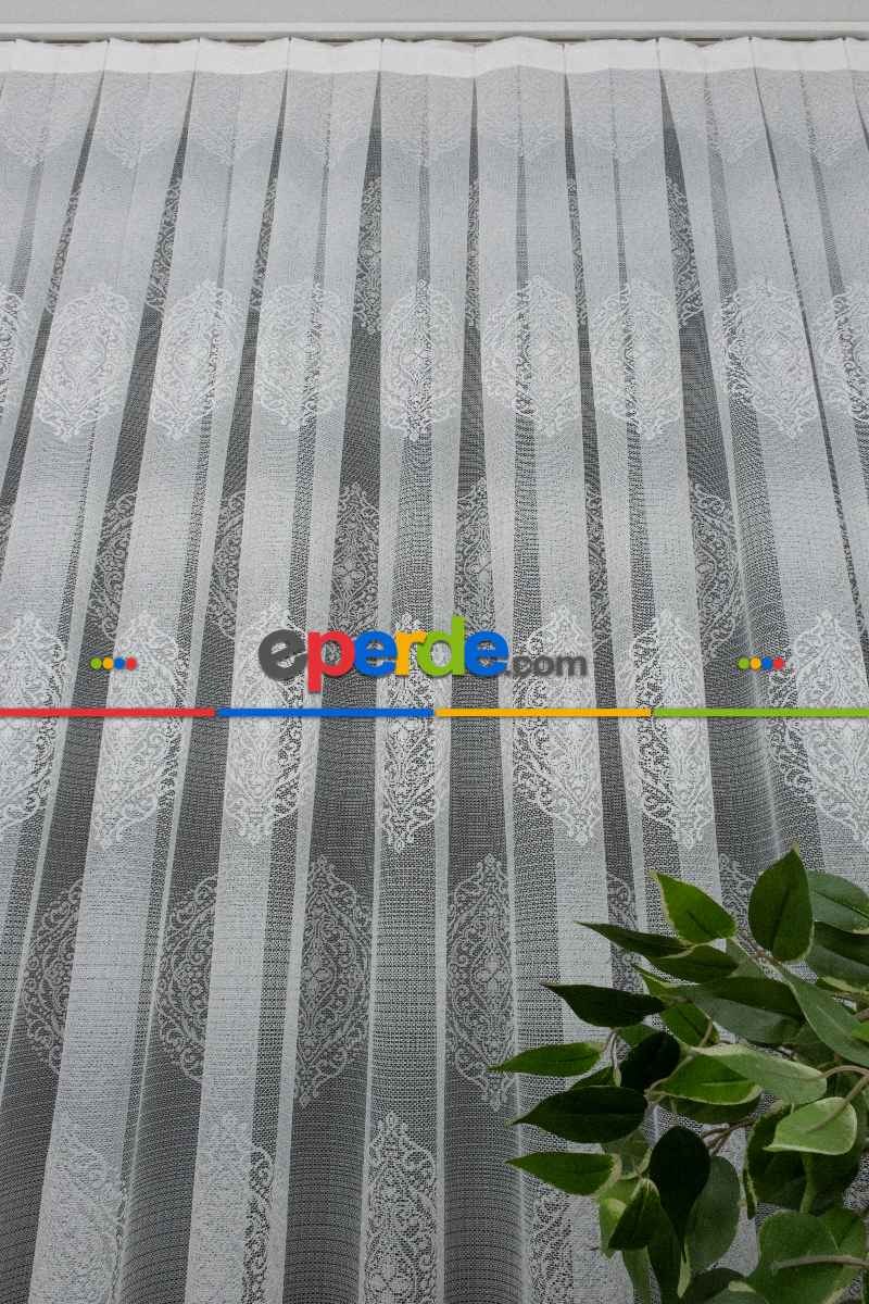 Damaks Desenli Fransız Danteli Örme Tül Damaks Desen