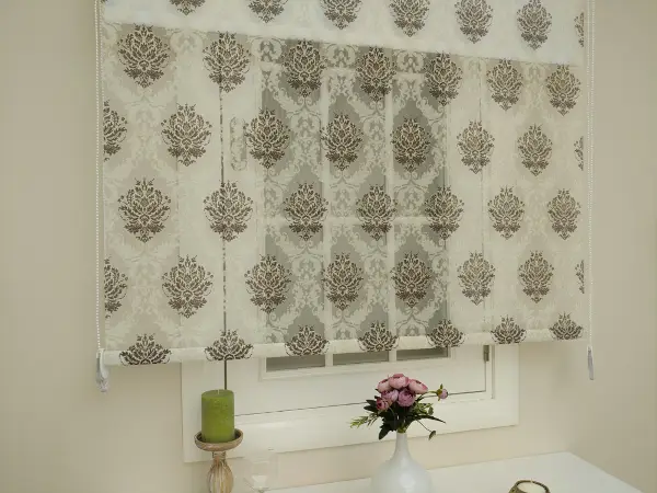 Salon - Yakma Tül Stor - Çiftli Sistem Desenli Perde (burn Out)- Kahve-açık Vizon