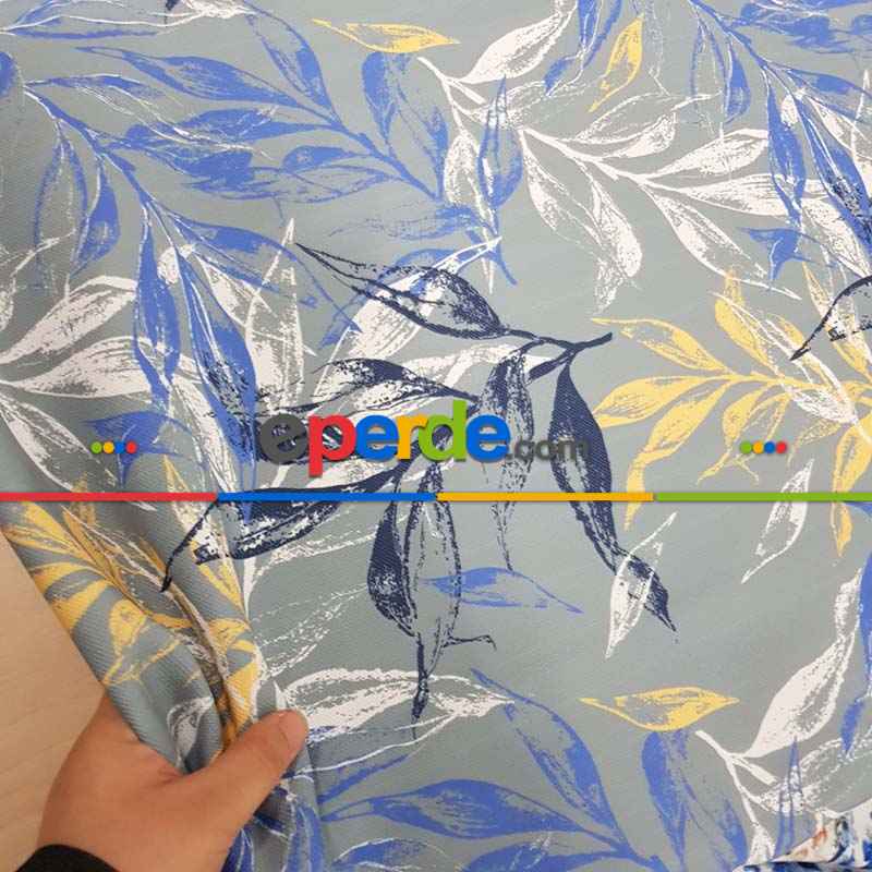 Yatak Odası - Yaprak Desenli Fon Perde Evm1518 Kumaşı Kalındır Duck Bezi Değildir-  Çok Renkli 2