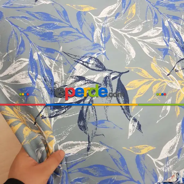 Yatak Odası - Yaprak Desenli Fon Perde Evm1518 Kumaşı Kalındır Duck Bezi Değildir-  Çok Renkli 2