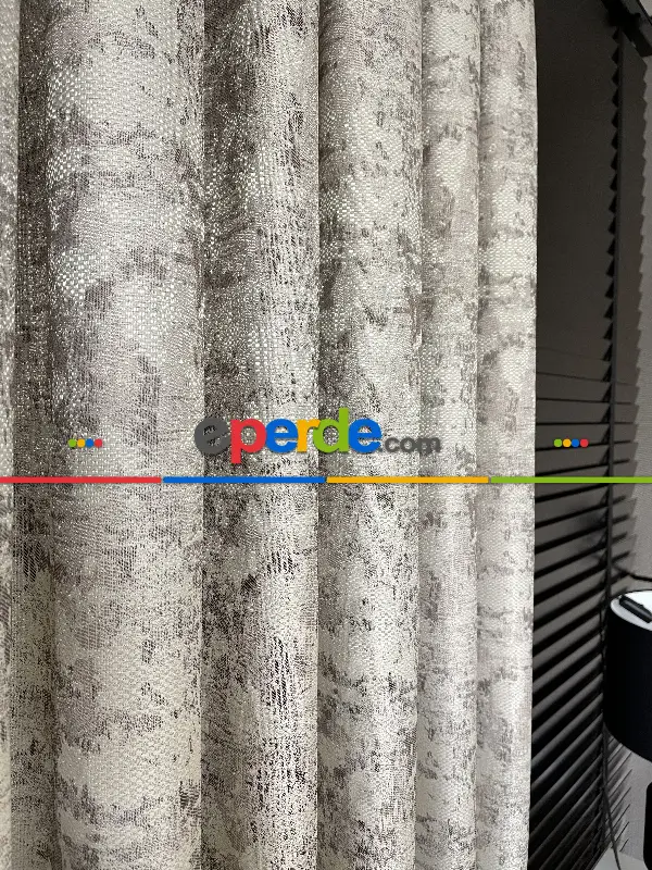 Kahve Bej Rengi Düz Jakar Fon Perde