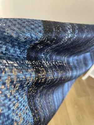 Hazır Ölçülü Normal Pileli Degrade Geçişli Mavi - Lacivert Örme Dokuma Tül Perde (tül Fon Olarakta Tercih Edilebilir)