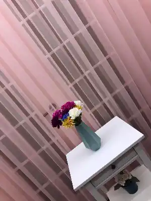 Yavru Ağzı-pembe Rengi Grek Tül Perde - Petek Zemin- Pembe-yavru Ağzı - Kurşunlu Tül