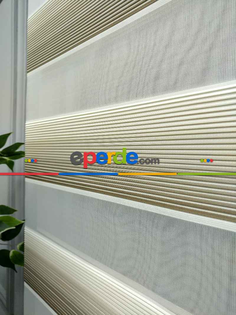 Salon Zebra Perde - 2021 Sezonu - Degrade Renk Geçişli Micro Pileli (plise) Zebra Perde- Kahve