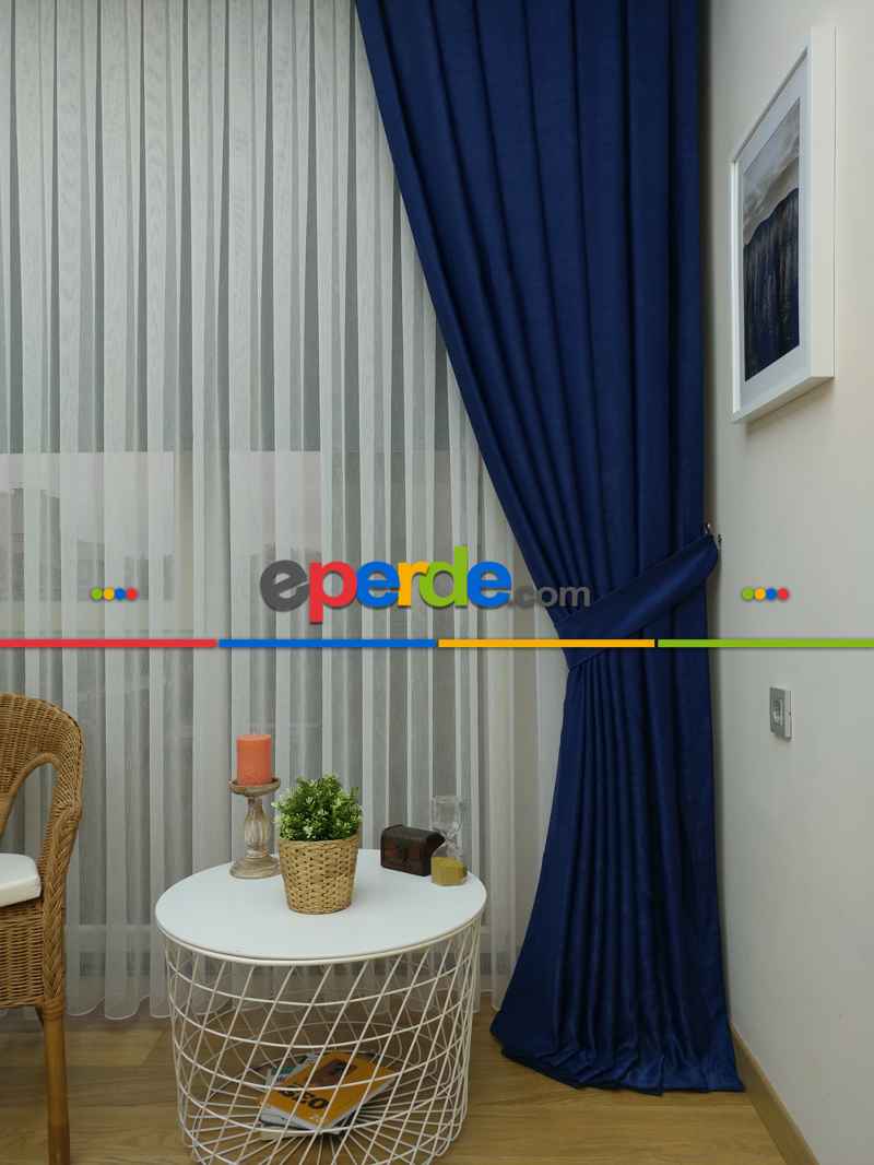 Soft Saks Mavi Fon Perde (180)- Saks Mavi