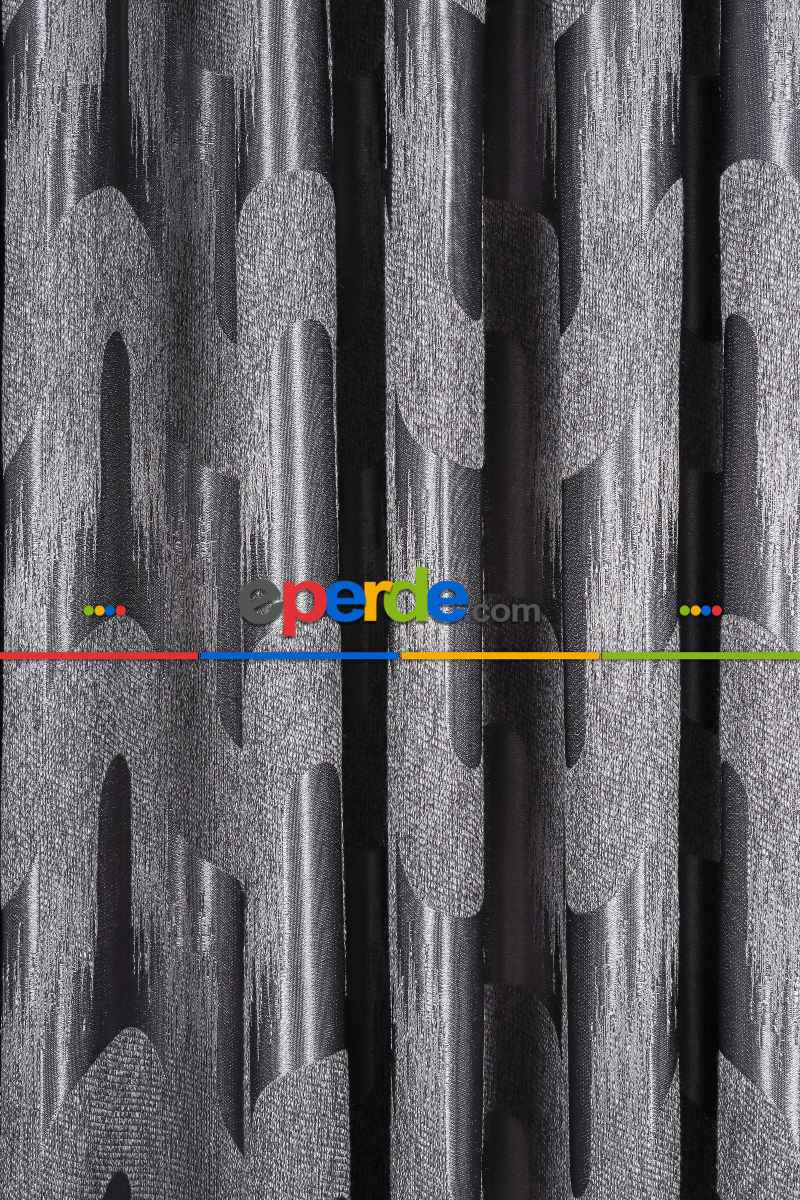 Avantgarde Antrasit Dalgalar Desenli– Modern Jakar Dokuma Fon Perde