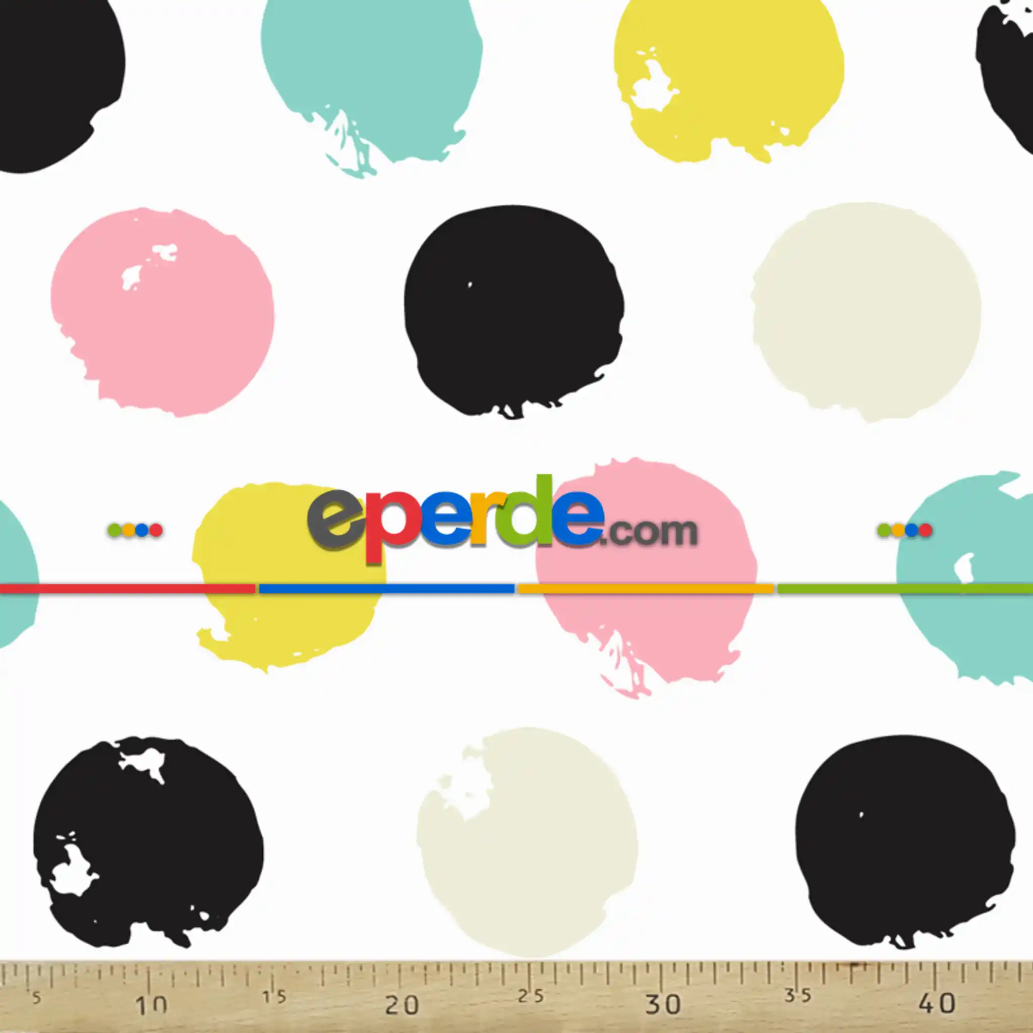 Suluboya Büyük Benek Desenli Fon Perde Evm996-9 Kumaşı Kalındır Duck Bezi Değildir- Siyah-Beyaz-Pembe