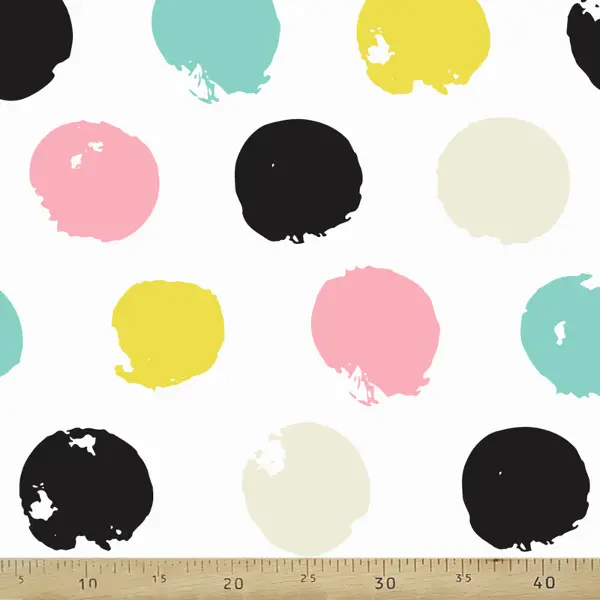 Suluboya Büyük Benek Desenli Fon Perde Evm996-9 Kumaşı Kalındır Duck Bezi Değildir- Siyah-Beyaz-Pembe