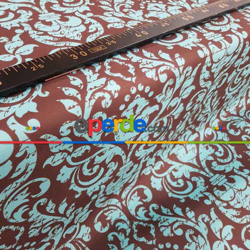 Damask Desenli Fon Perde Evm710 Kumaşı Kalındır Duck Bezi Değildir- Turkuaz