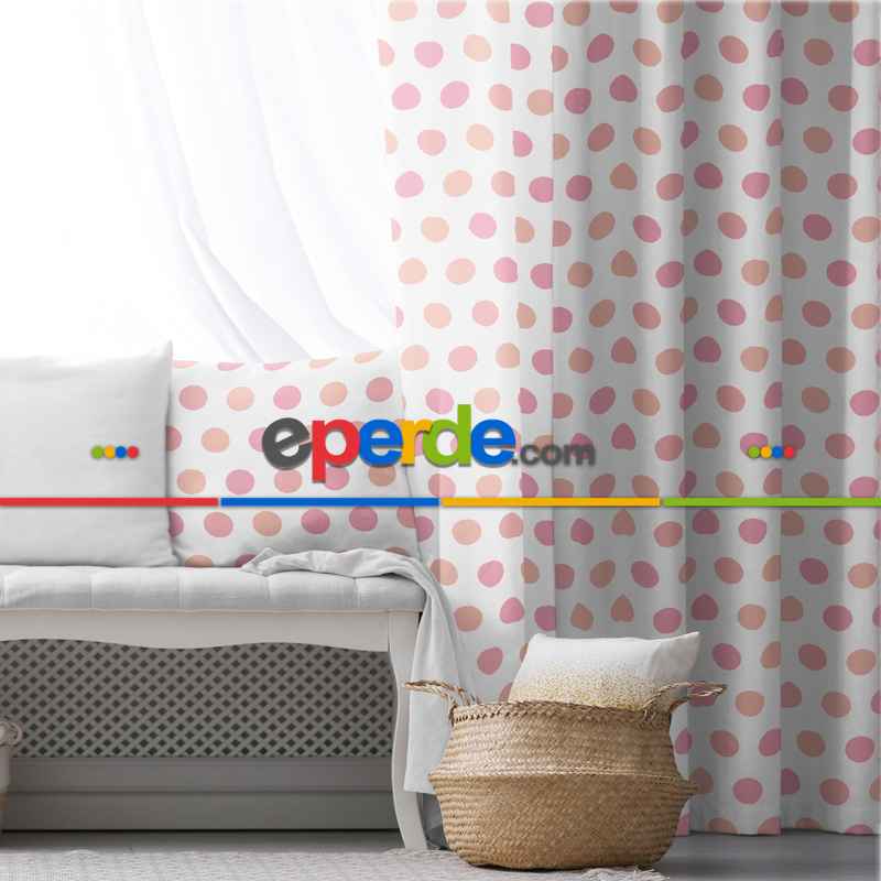 Çocuk Fon Perde Evim1616-15 Kumaşı Kalındır Duck Bezi Değildir- Mavi-beyaz