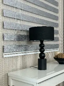 Genç Odası Gri Bambu Zebra Perde, Standart Metal Kasalı Yüksek Kalite Kornişe Kolay Montaj Seçenekli