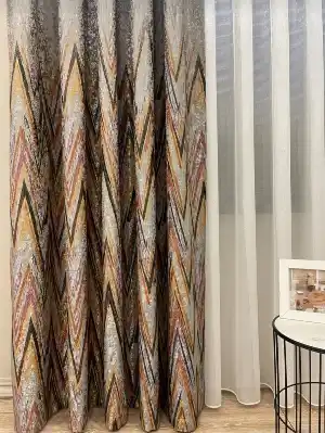 Gri Üzeri Modern Renkli Fon Perde