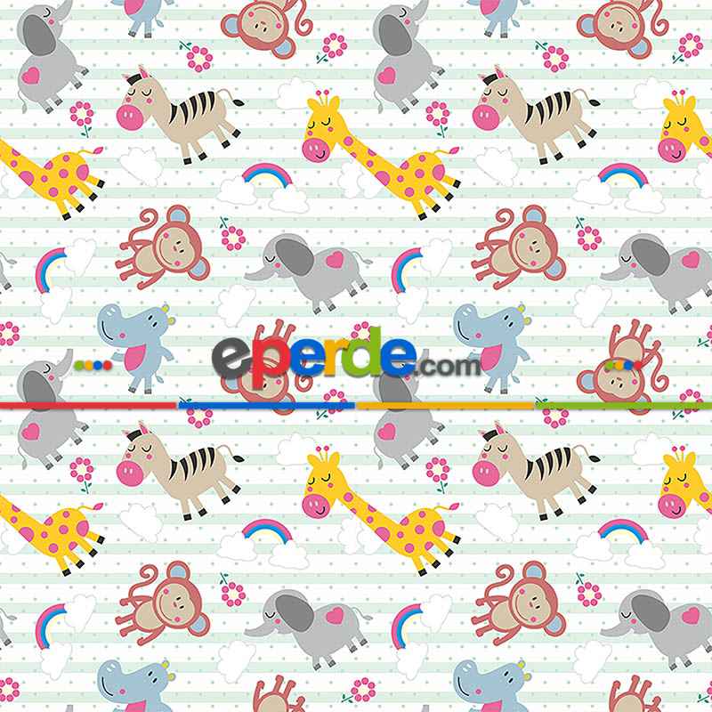 Bebek Odası Fon - Hayvan Desenli Fon Perde Evm686kumaşı Kalındır Duck Bezi Değildir- Sarı