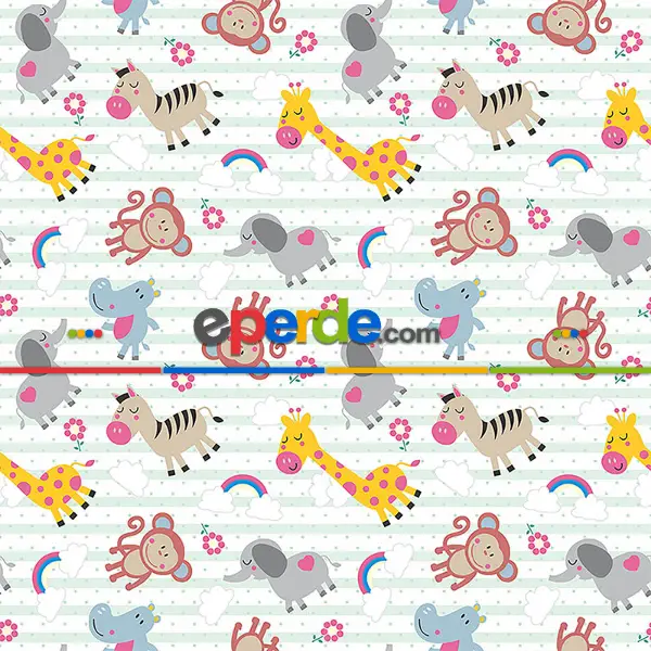 Bebek Odası Fon - Hayvan Desenli Fon Perde Evm686kumaşı Kalındır Duck Bezi Değildir- Sarı