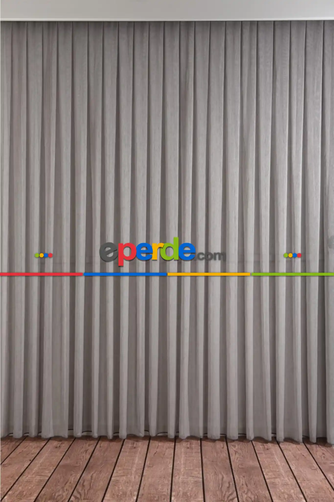 Salon Tül - Gri Natural Keten Tül