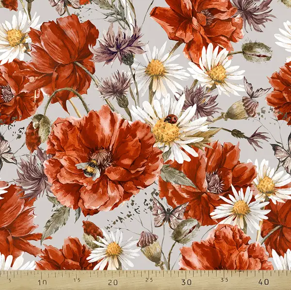 Turuncu Çiçek Desenli Fon Perde Evm645 Kumaşı Kalındır Duck Bezi Değildir- Sarı-beyaz-turuncu