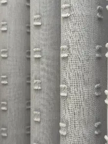 Gri Ponpon Nakışlı Tül Perde, Premium Kalite Seri