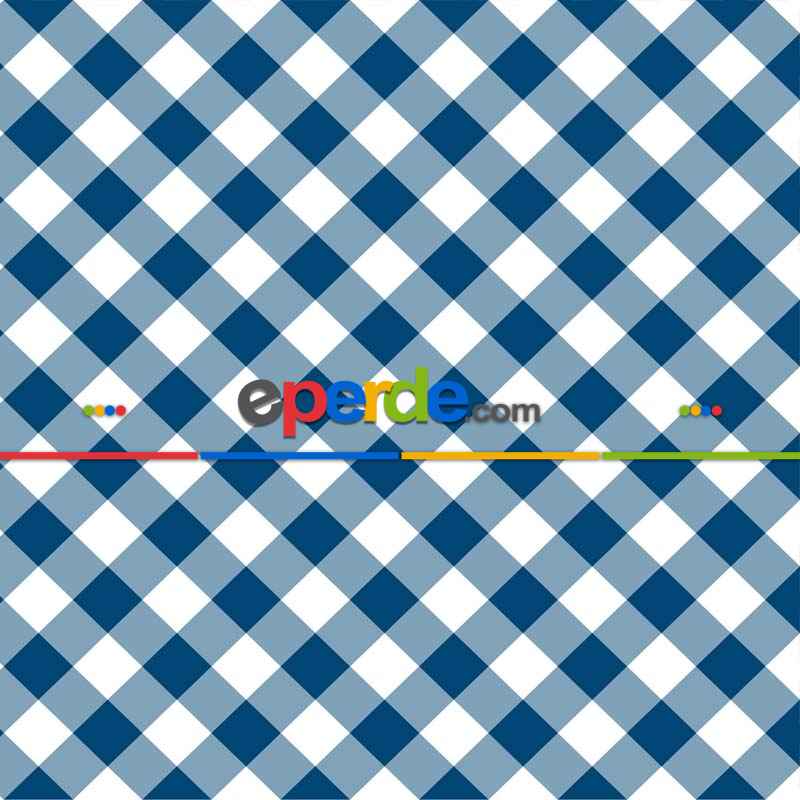 Mutfak Perdesi Kanat Fon Perde Ekose Desenli- Mavi