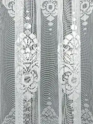 Serpme Damask Desenli Fransız Dantel Tül Perde- Ekru