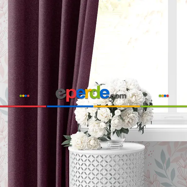 Yatak Odası - Blackout Karartma Tek Kanat Fon Perde Mürdüm